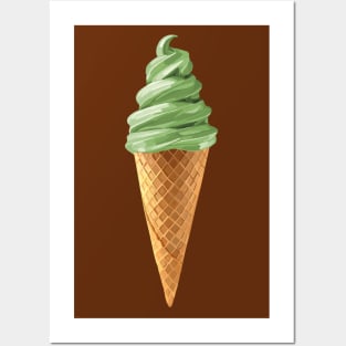 Pistachio Soft Serve Ice Cream Swirl Posters and Art